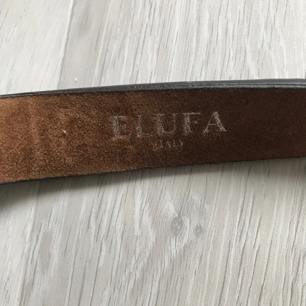 ELUFA BROWN LEATHER CASUAL BASIC BLANK BELT WOMENS SMALL